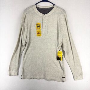 Stanley WorkWear Mens Cream Waffle Henley Long Sleeve Shirt Size M‎ NEW